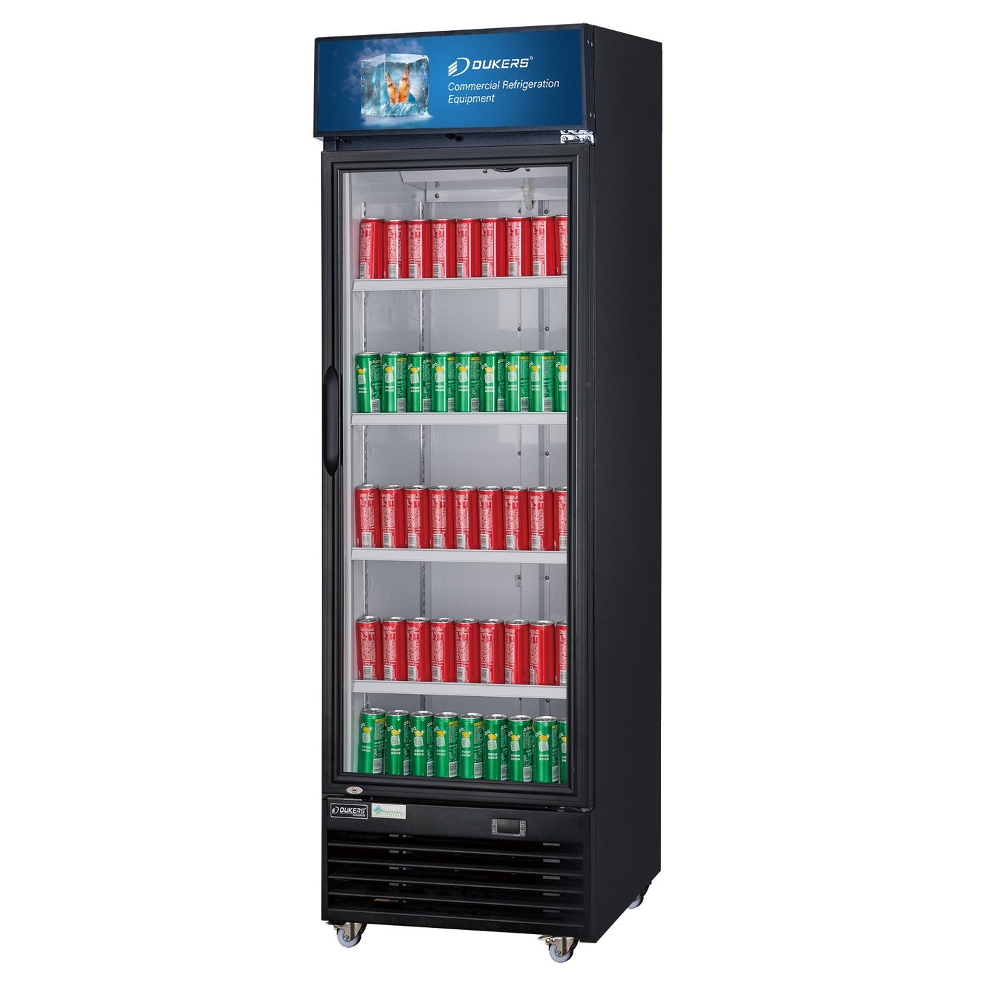 Dukers LG-430 14.7 cu. ft. Glass Swing Door Merchandiser Refrigerator