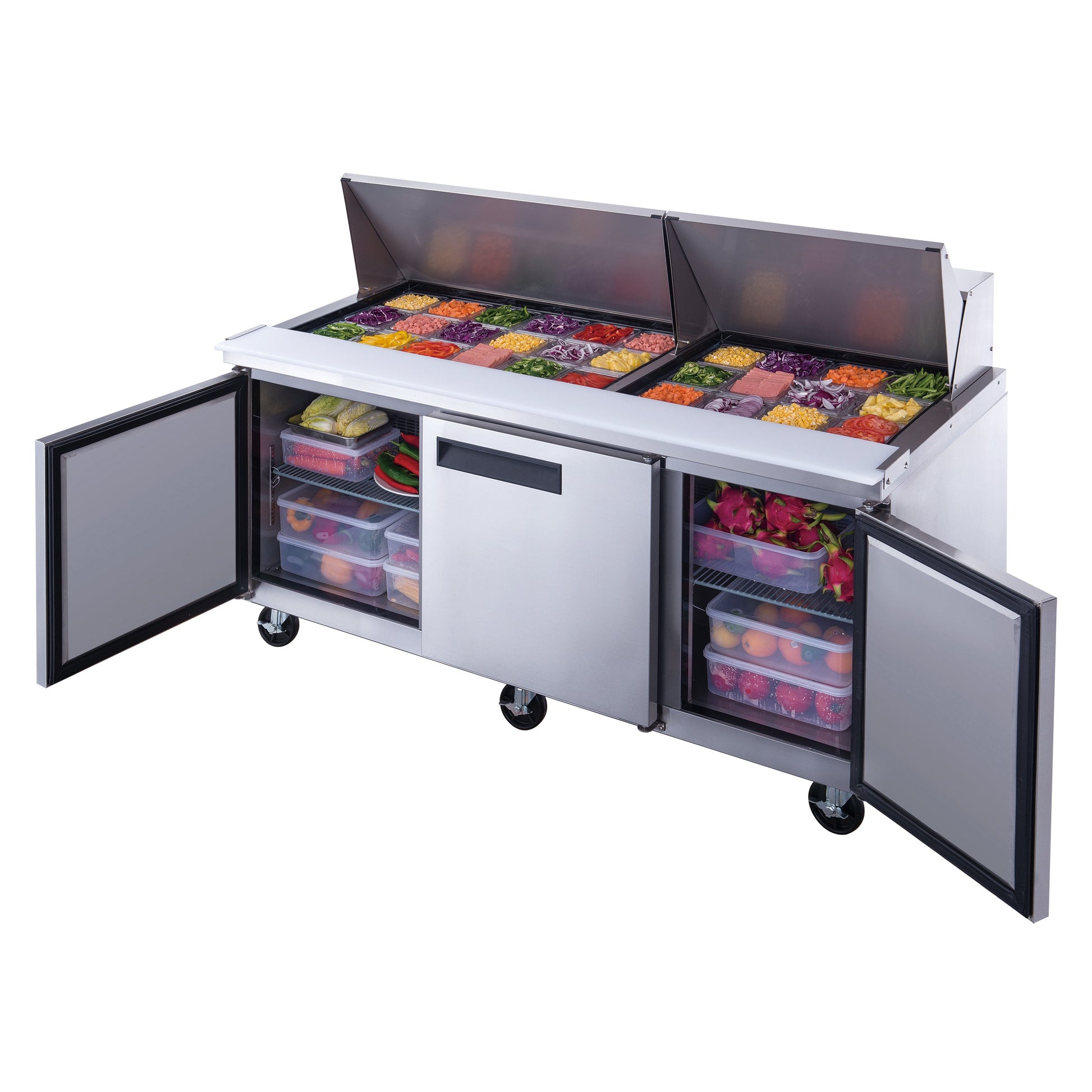 Dukers DSP72-30M-S3 17.5 cu. ft. 3-Door Mega Top Sandwich Prep Table